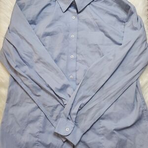 Casual Blue Button Down Shirt with Pointed Collar